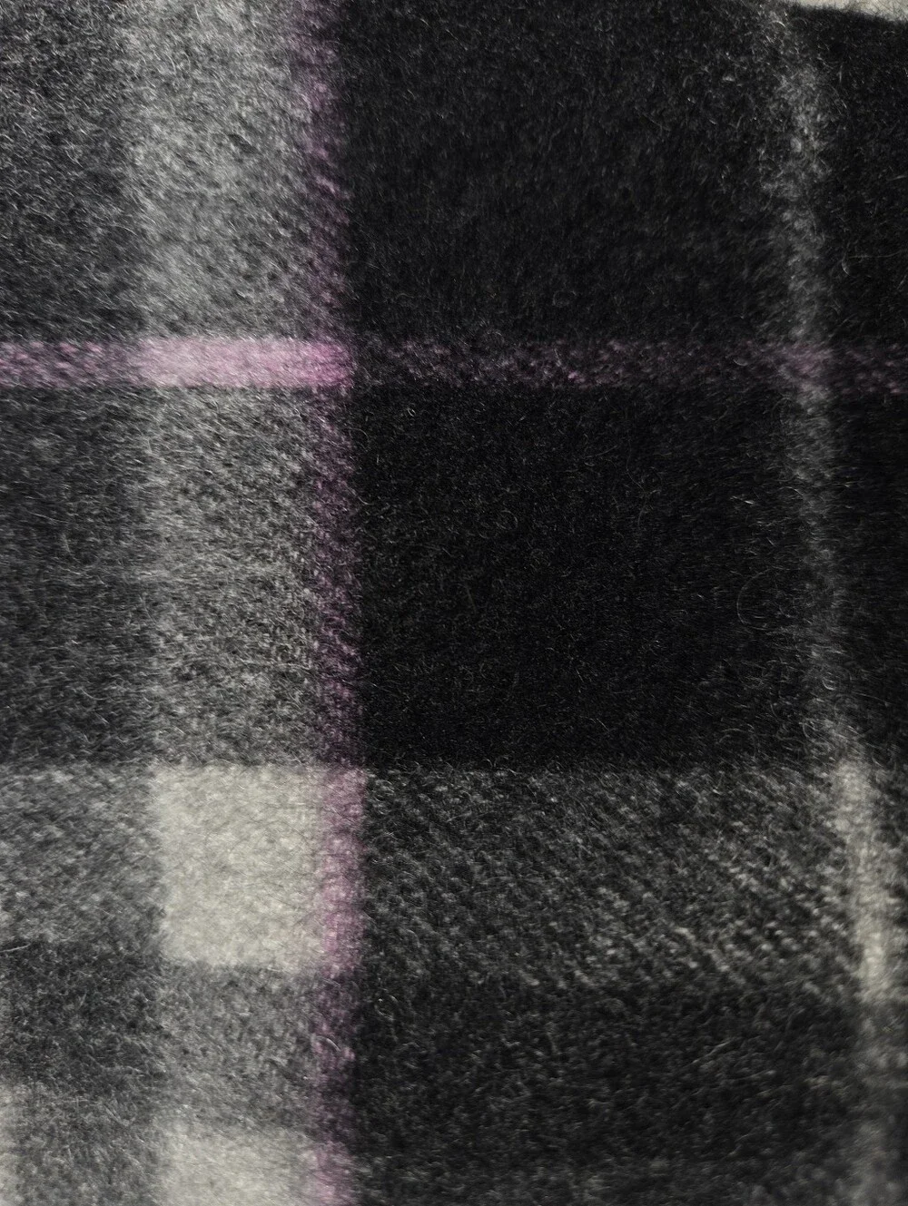 Amicale 100% Cashmere Plaid Scarf Gray Black Pink Luxury Vintage